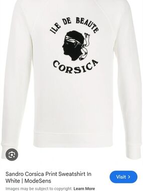 Sandro White Crewneck Sweatshirt with Black Corsica Graphic
